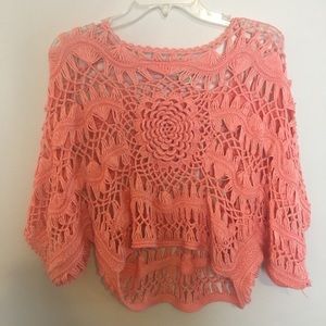 🌸Arden B Peach Size Small Crochet Cover Up A-7